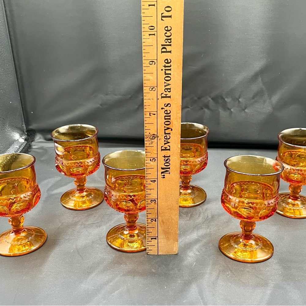 1960s Royal Amber small goblets set of 6 - Picture 3 of 12